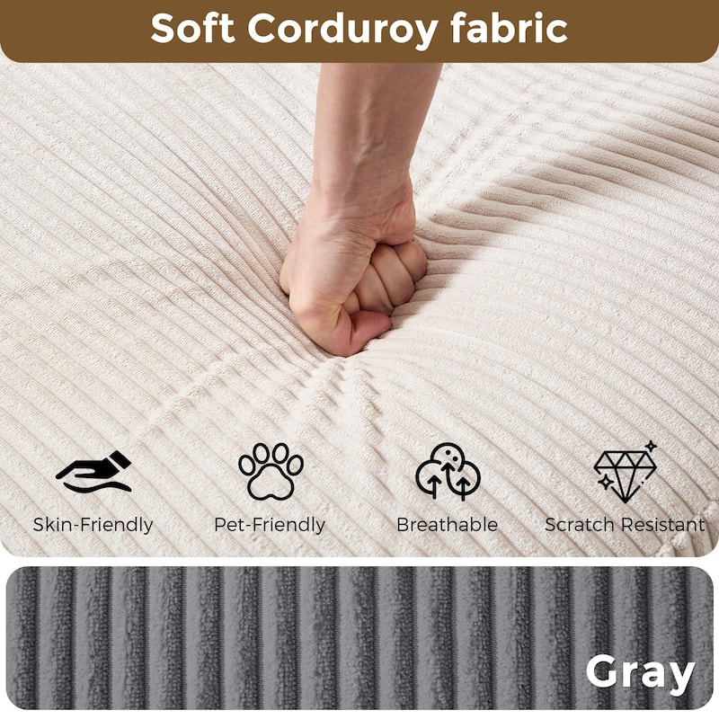 Oversized Corduroy With Faux Leather Modular Sectional