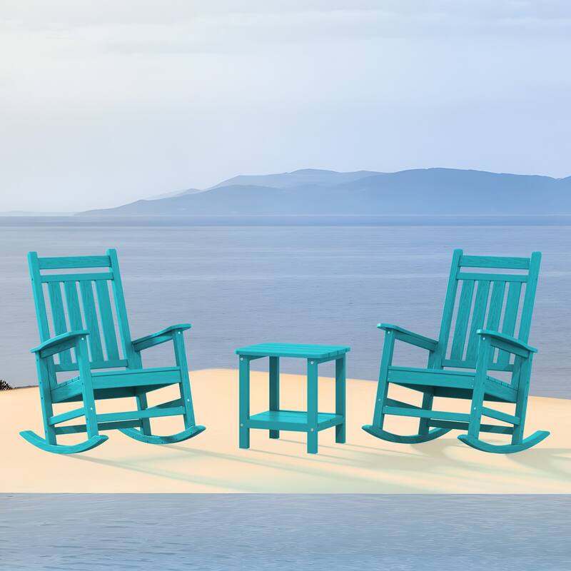 Outdoor Patio HDPE Rocking Chiar, Extra Wide Seat & Backrest