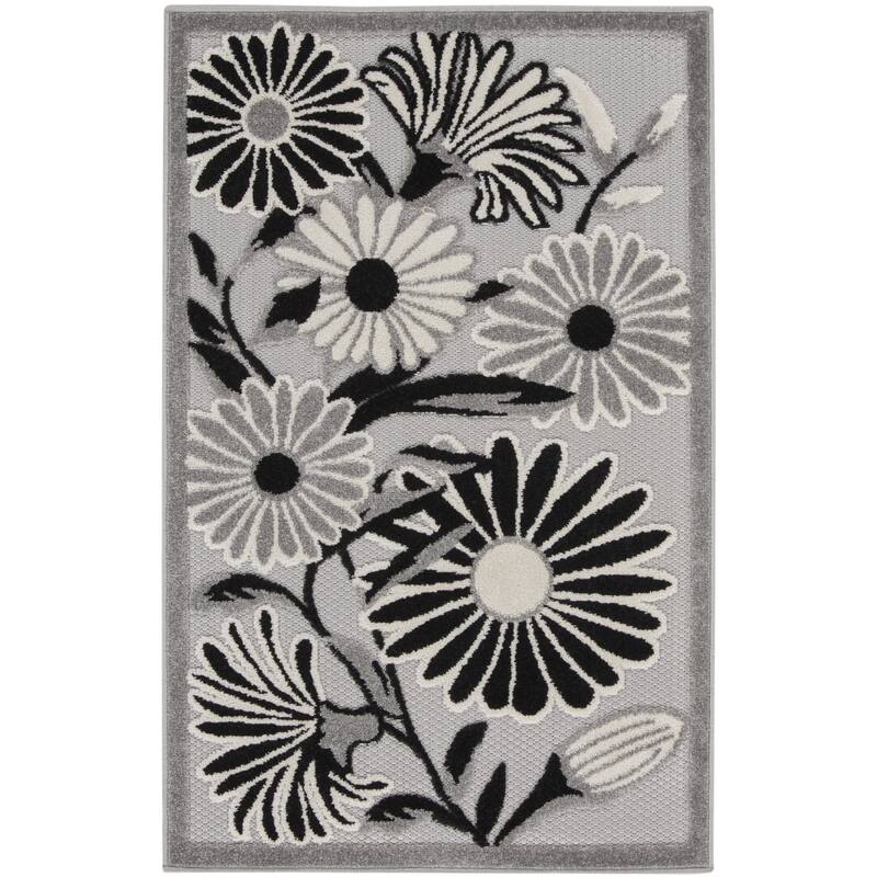 Alfiro Botanic Elegance Sun-Resistant Colors Current & Stylish Outdoor Rug - 3' X 4'