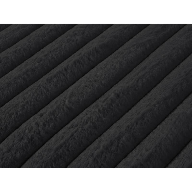 110" U-shaped Corduroy Sectional Sofa, Corner Coffee Table with USB port, Pull-out Bed