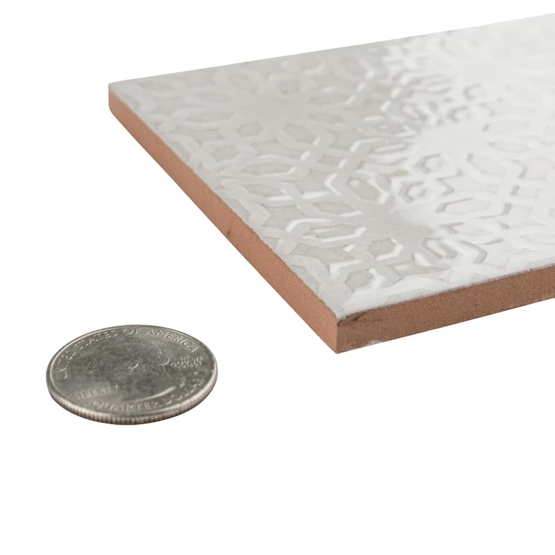 Merola Tile Camden Decor Antique Bianco 4" x 8" Ceramic Wall Tile