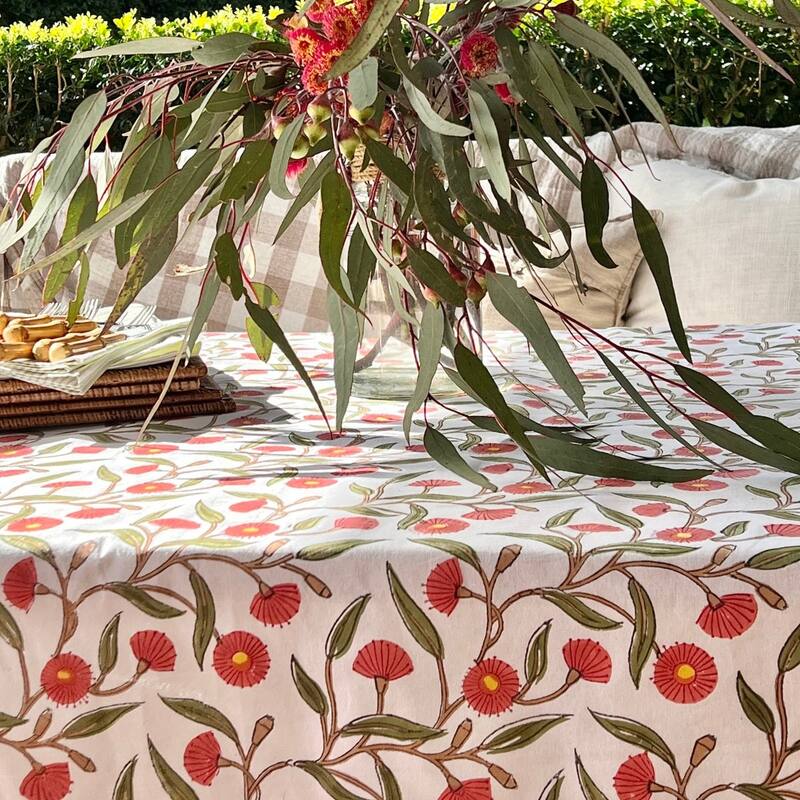 Red and green flowering gums tablecloth- Rectangular Christmas
