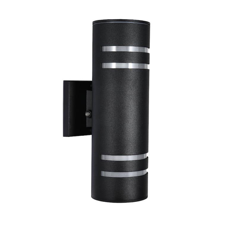 2-Light Modern Farmhouse Up& Down Optically Controlled Outdoor Wall Light Armed Sconce - N/A