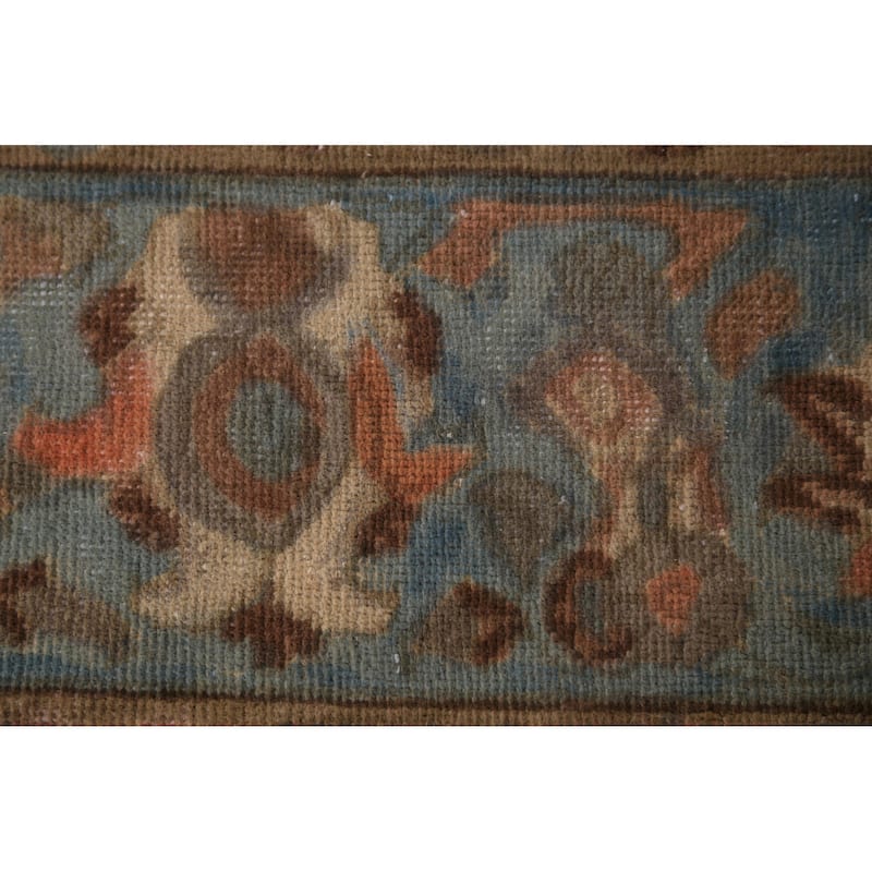 All-Over Floral Blue Tabriz Persian Area Rug Hand-Knotted Wool Carpet - 7'10"x 11'0"