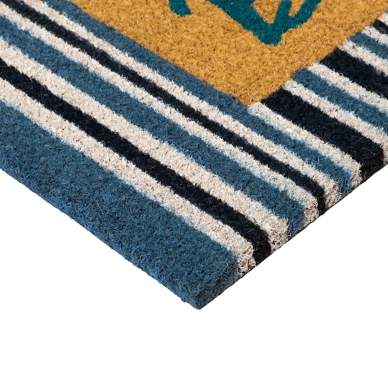 Natural Coir Leave the Sand at the Beach Striped Outdoor Doormat - 18" x 30"