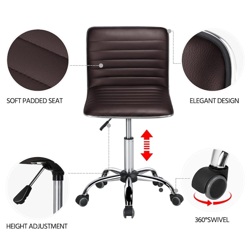 Yaheetech Foam Task Chair with Swivel and Faux Leather Office Chair