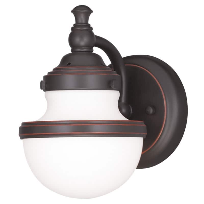Livex Lighting Oldwick Single Light 8" Tall Bathroom Sconce with White
