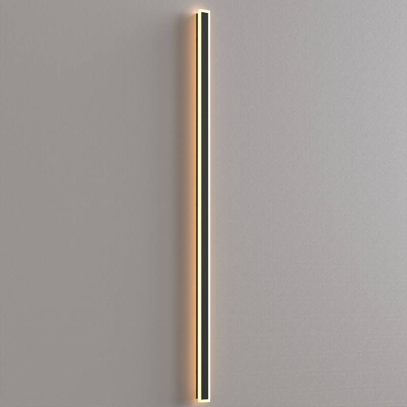 YANSUN Outdoor LED Wall Light, Long Rectangular Shape, 3000K Warm Light, Satin Black Finish for Stylish Outdoor Décor