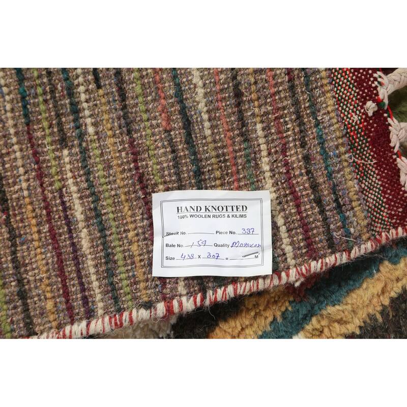Checkered Moroccan Oriental Wool Area Rug Handmade Living Room Carpet - 10'1" x 14'6"