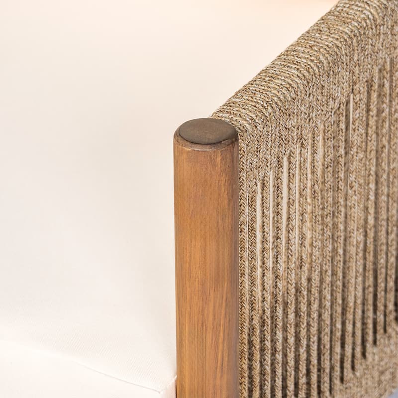 Outdoor Woven Lounge Chair with Sturdy Solid Wood Frame