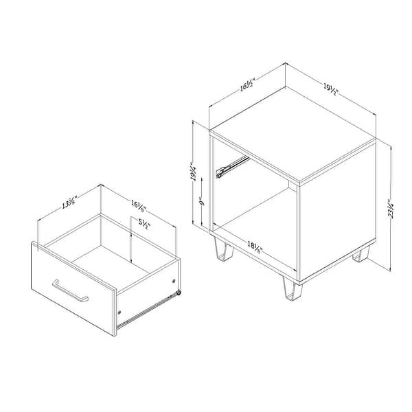 dimension image slide 1 of 3, South Shore Arlen 1-Drawer Nightstand