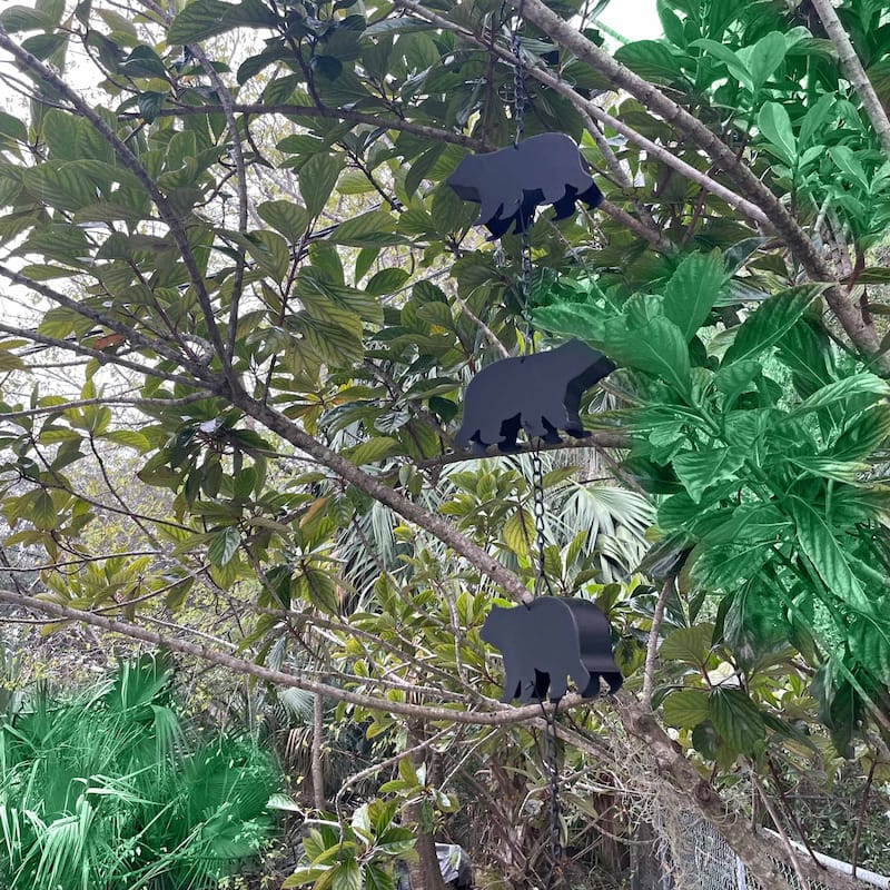 Black Bear Rain Chain - 75" Long With 8 3D Bear Designs, Weighted Bell - 6 X 75 X 1.25 inches
