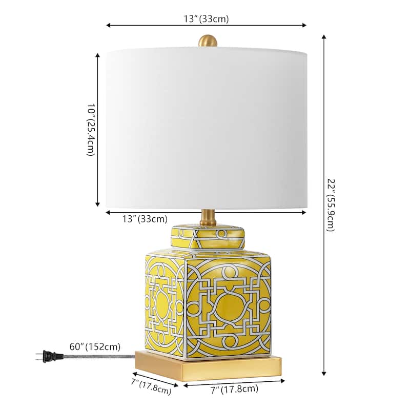 Stockholm 22" Ceramic/Metal Ginger Jar LED Table Lamp, by JONATHAN Y