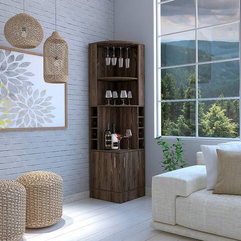 TUHOME Syrah Space Efficient Corner Bar Cabinet with 2-Doors