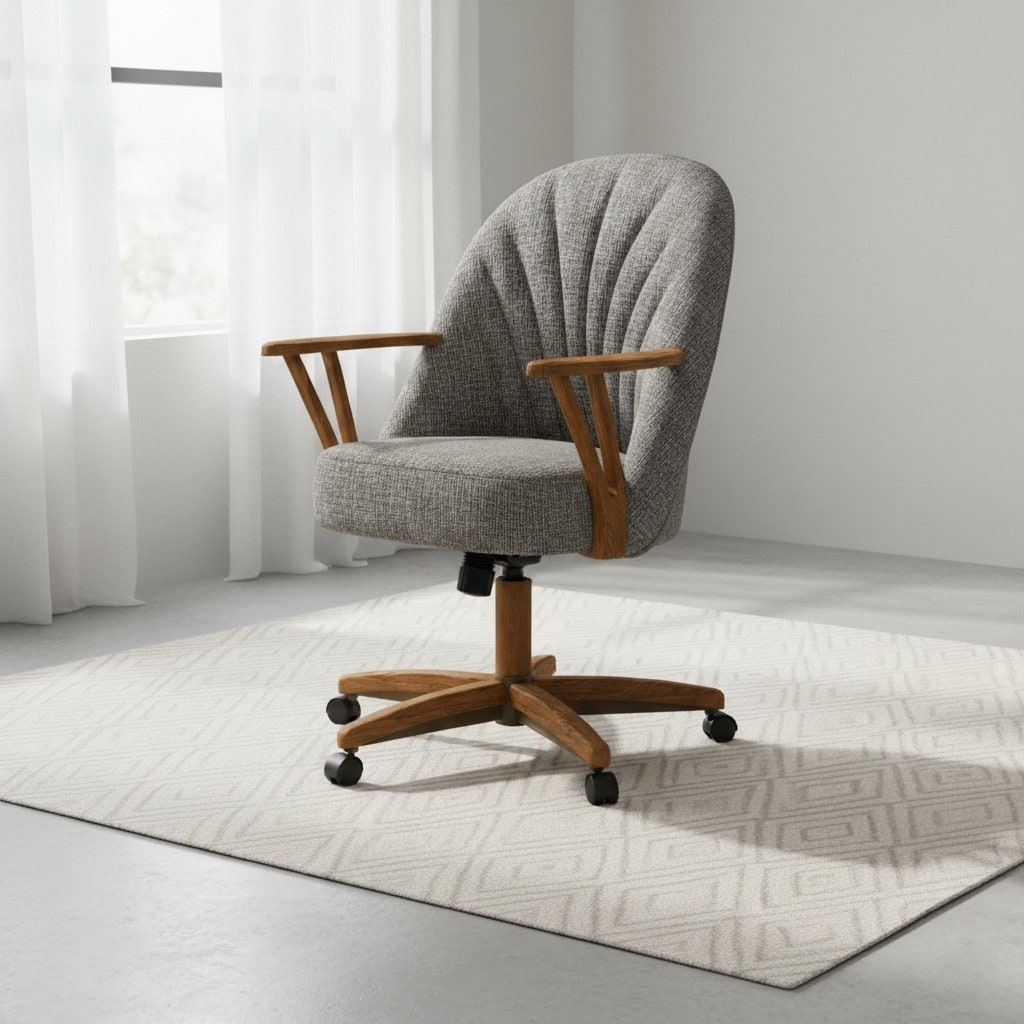 Chromcraft Cliff Swivel Caster Chair in Chestnut Wood with Memory