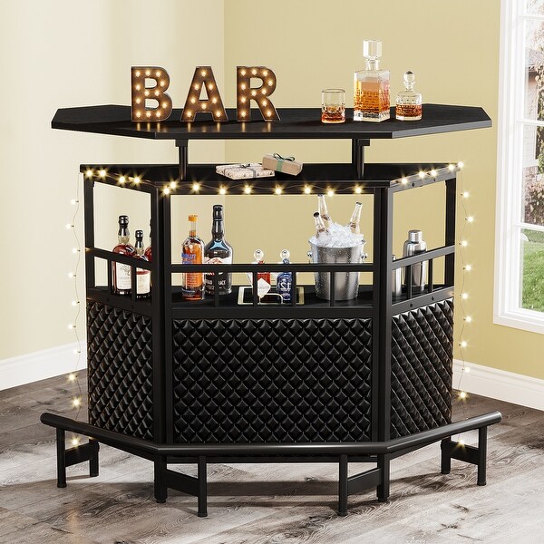 Bar Unit for Liquor 4 Tier Home Bar Cabinet with Storage Shelves and Footrest Bed Bath Beyond 37685584