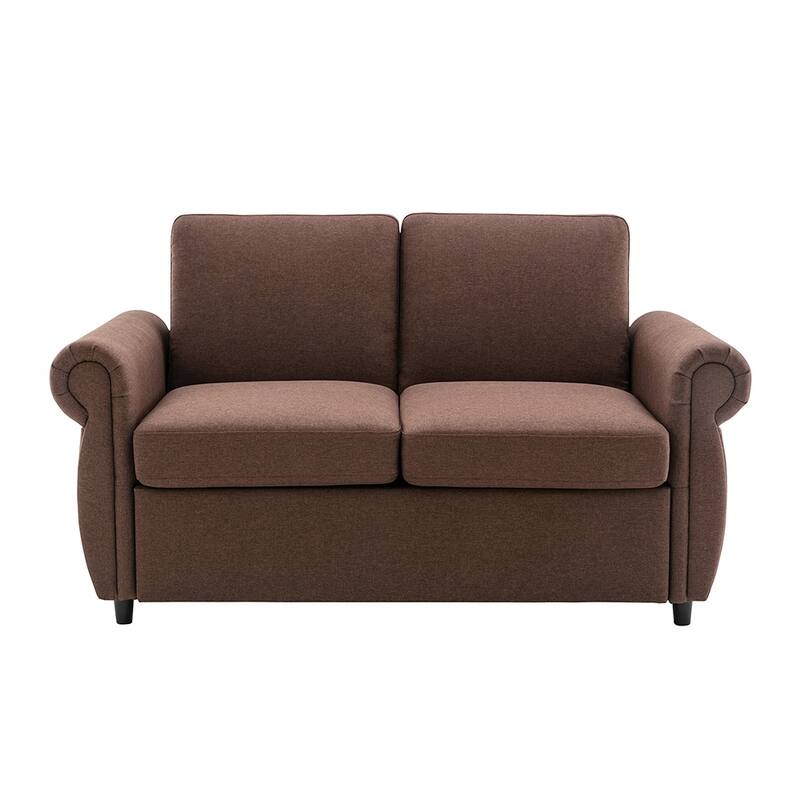 57.9" Pull Out Sofa Bed Loveseat Sleeper with Twin Memory Mattress
