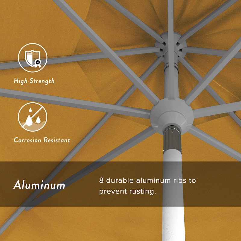 California Umbrella 11' Golden State Series Patio Umbrella White Aluminum Frame Crank Lift Collar Tilt Olefin Royal Blue Fabric