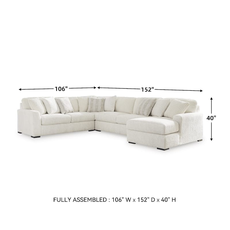 Signature Design by Ashley Chessington Ivory 4-Piece Sectional with Chaise - 152"W x 106"D x 40"H