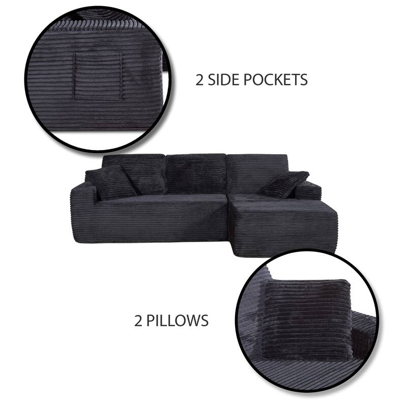 AC Pacific 104 In Modern 3-Piece Sectional Sofa with Reversible Chaise