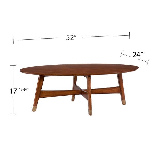 SEI Furniture Rhoda Mid Century Modern Oval Wood Coffee Table
