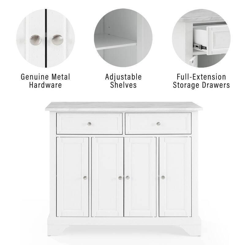 Kitchen Island Cart with Storage & Marble Top - Portable Kitchen Furniture for Small Spaces