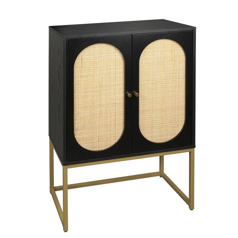 Natural Rattan 2 Door high cabinet with adjustable shelf