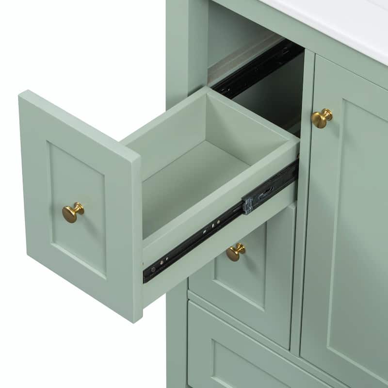 24-Inch Bathroom Vanity with Storage, Adjustable Shelf, Removable Dividers