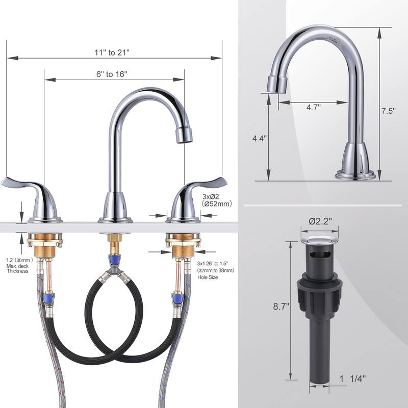 WOWOW 8 Inch Widespread Bathroom Faucet in Morden