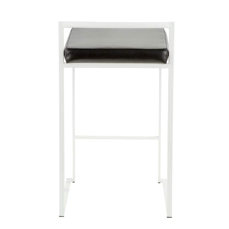Porch & Den Forrest 26" White Fixed-Height Stackable Counter Stool (Set of 2)