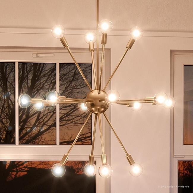 Luxury Modern Chandelier, 25.5"H x 24.167"W, with Vintage Style, Brushed Bronze Finish by Urban Ambiance (Less than 60 Watts - Steel - Bronze - Over - Chandeliers For Bedrooms by Overstock.com