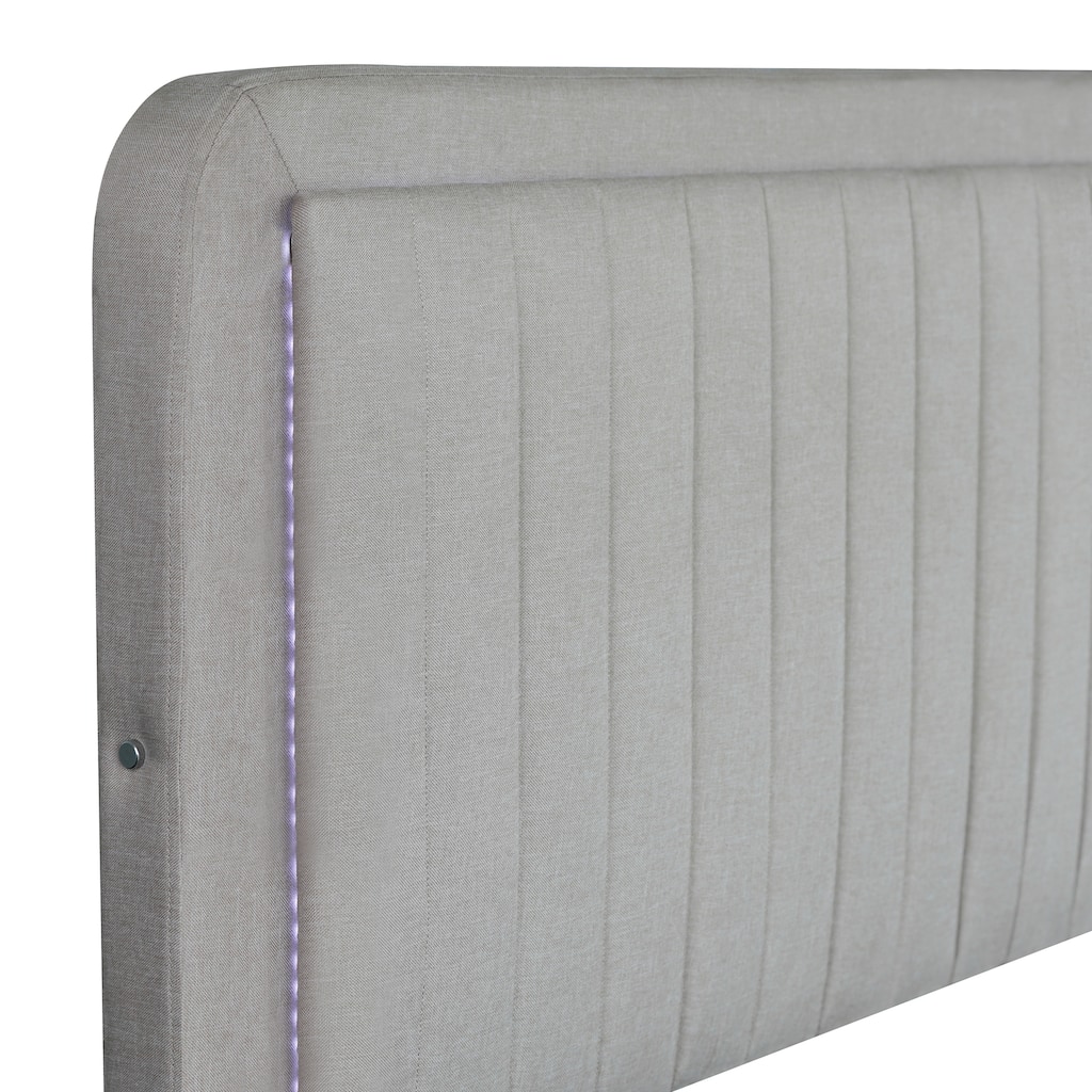 Queen Linen Upholstered Platform Bed with Adjustable LED Headboard