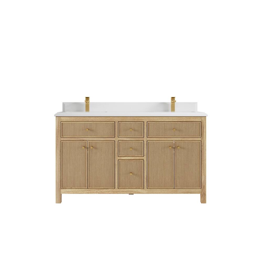 Willow Collections 60 in. W x 22 in. D Sonoma Teak Double Sink Bathroom Vanity with Countertop
