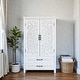 preview thumbnail 3 of 5, 27'' White Tall Storage Cabinet with Doors and Drawers, Rustic Wood Accent Pantry Sideboard Tower for Home Organization