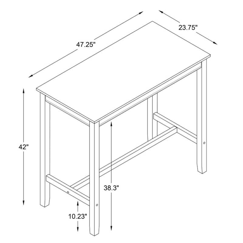 Rustic Style Rectangular Wooden Bar Table - 47.25" - Brown