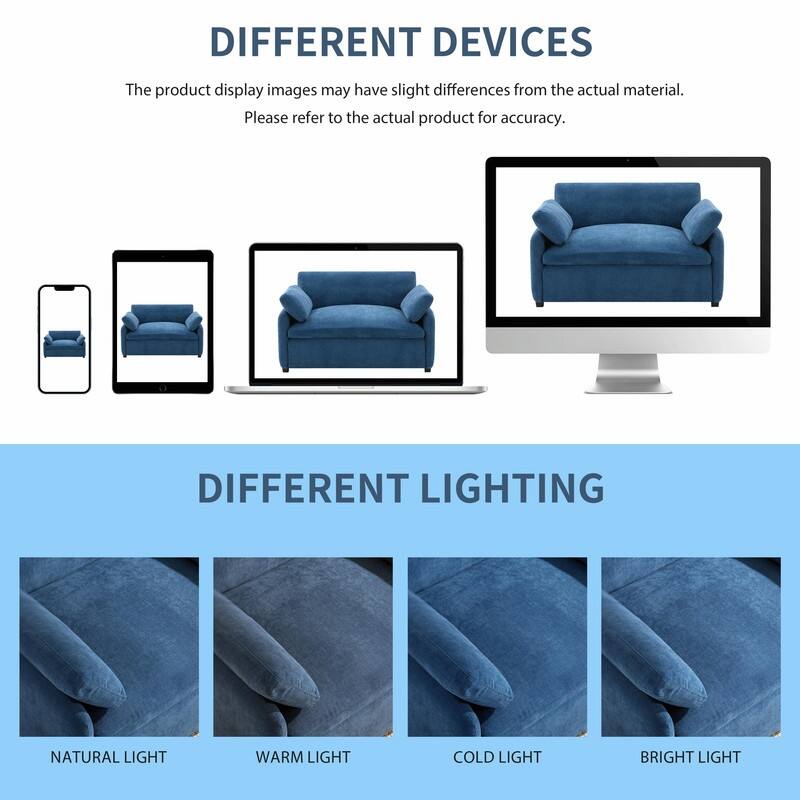 50" x 43" Oversized Chenille Accent Chair, Wide Deep Seat Upholstered Lounge Armchair with Pillows