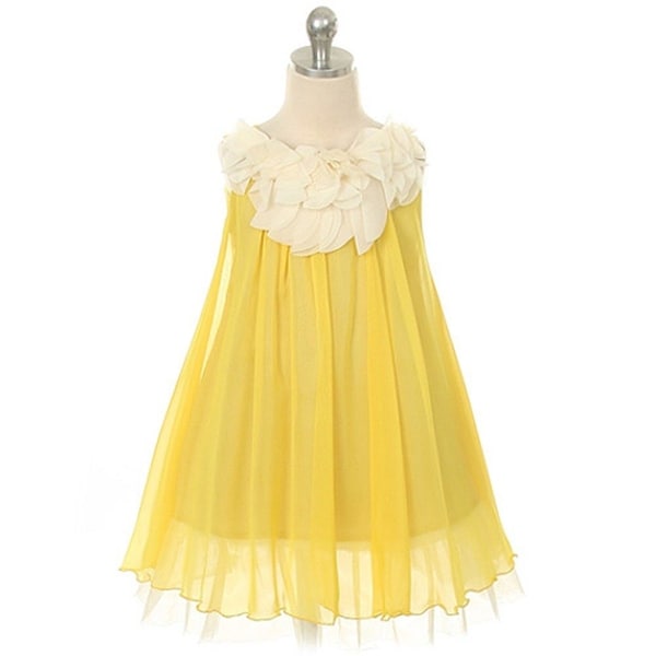 Shop Kids Dream Little Girls Yellow Chiffon Floral Lace Bodice Easter Dress 2T-14 - Free ...