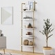 preview thumbnail 13 of 81, Nathan James Theo 5-Shelf Ladder Bookcase Wood with Metal Frame White/Gold