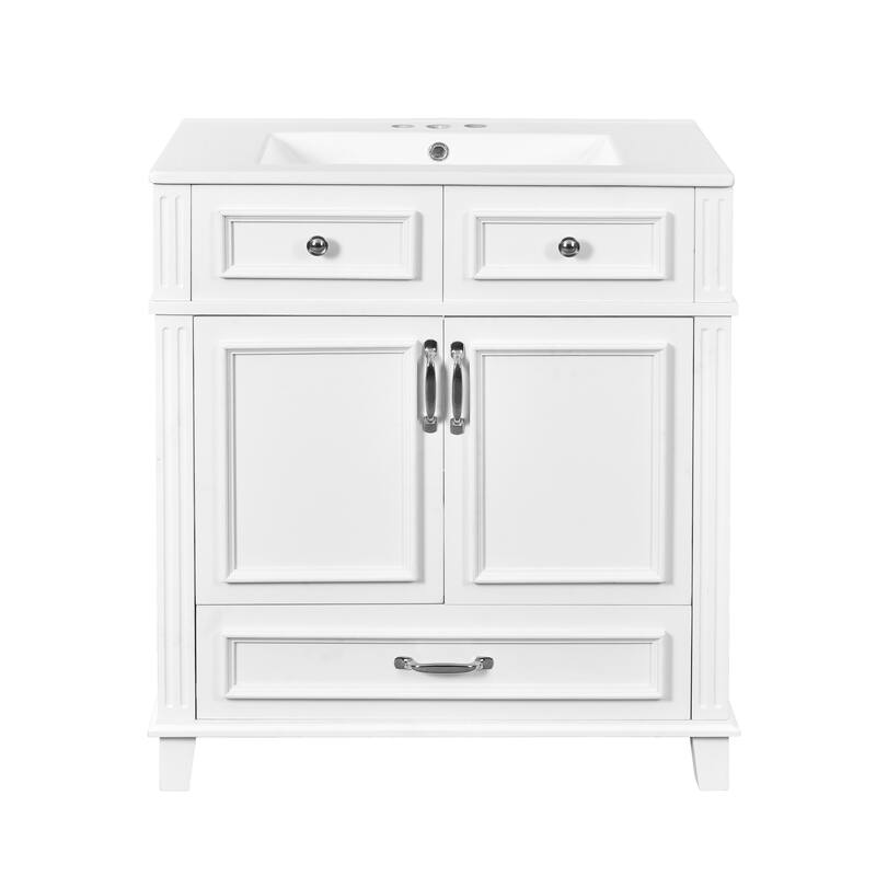 Bathroom Vanity Cabinet with Storage Cabinet, Drawer and Metal Handles