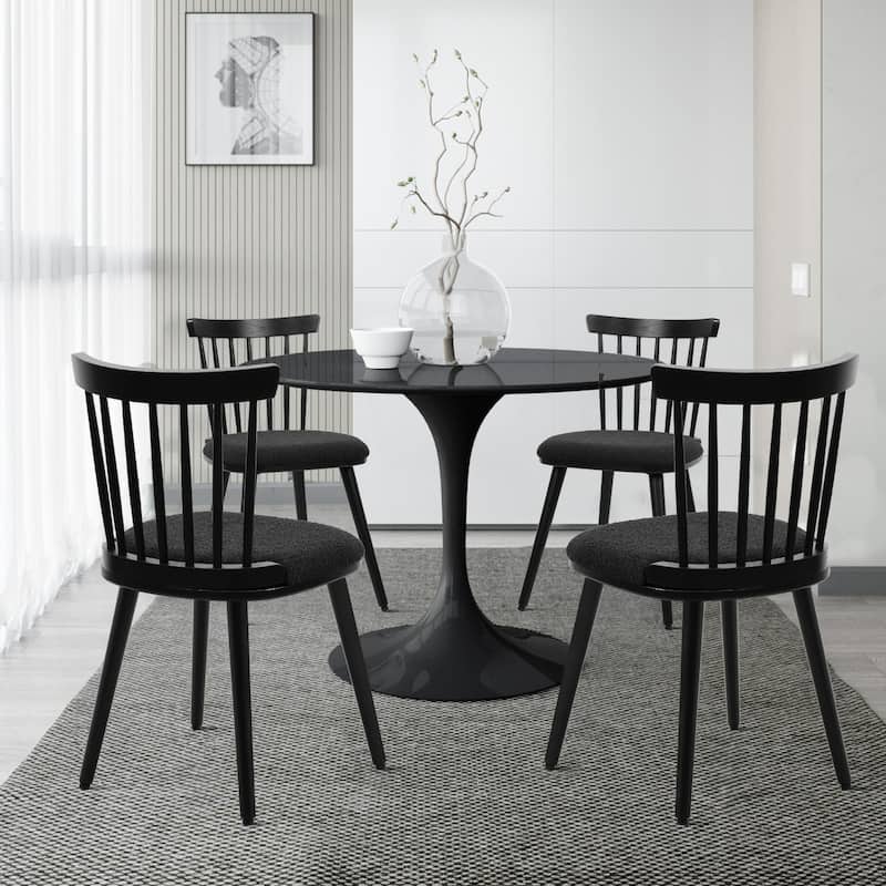 Solid Wood Spindle Back Windsor Dining Chairs Set of 2 - 33.3"H x 17.72"W x 19.7"D