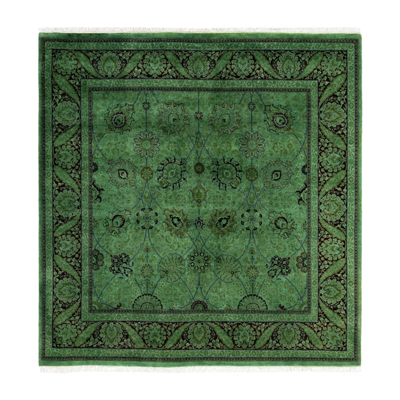 Overdyed One-of-a-Kind Hand-Knotted Area Rug - Green - 6' 1" x 6' 3"