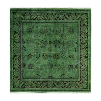 Overdyed One-of-a-Kind Hand-Knotted Area Rug - Green - 6' 1" x 6' 3"