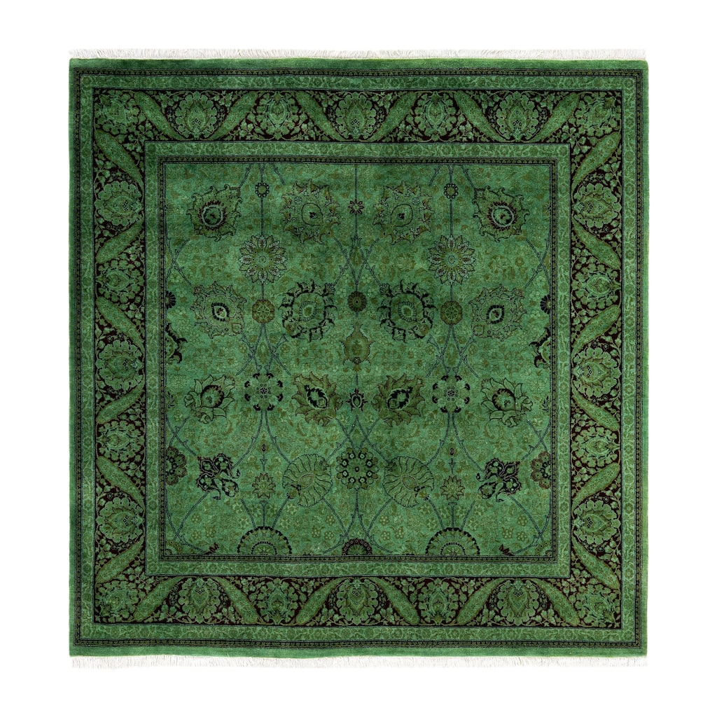 Overdyed One-of-a-Kind Hand-Knotted Area Rug - Green - 6' 1" x 6' 3"