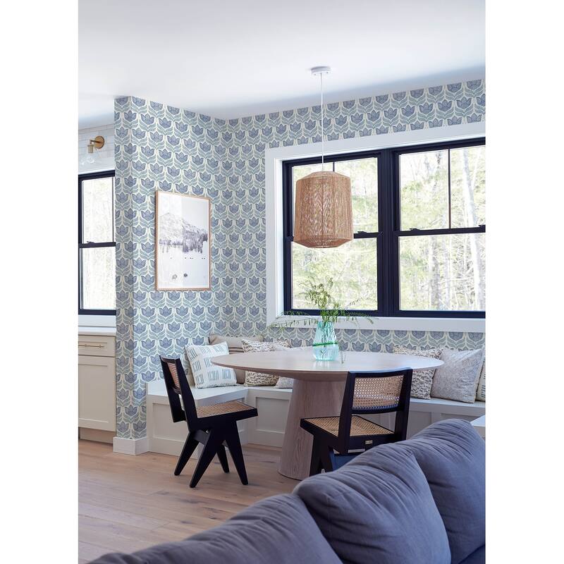 Chesapeake Cathal Blue Tulip Block Print Wallpaper