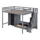 preview thumbnail 4 of 8, Grey Full Size Strengthened Loft Bed with Wardrobe, Drawers,Open Storage Cabinets and Storage Staircase