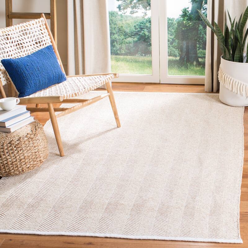 SAFAVIEH Handmade Nantucket Adile Modern & Contemporary Geometric Cotton - 3' x 5' - Beige - Rectangle