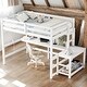 preview thumbnail 11 of 16, Modern Full Size Loft Bed With Built-in Desk and Ladder Platform and Ladders for Bedroom