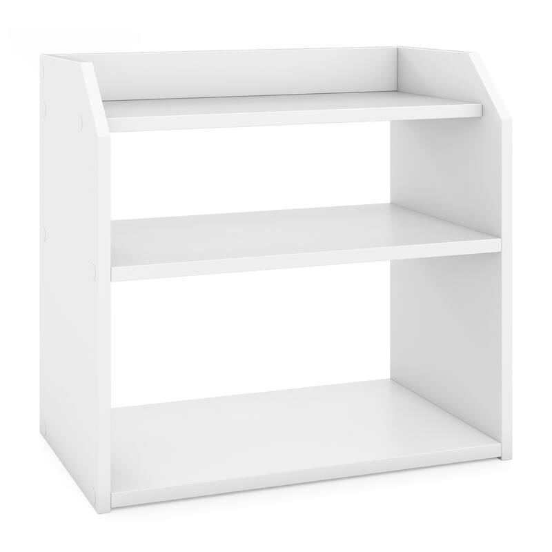 Gymax 2PCS-3-Tier Desktop Bookshelf w/Raised Top Guardrails
