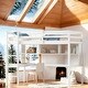 preview thumbnail 19 of 30, Elegant Twin Loft Bed with Desk, Bookcase, and Ladder -Pine Wood