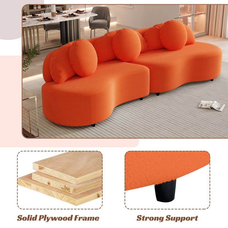 103.5" Lamb Velvet Armless Sectional Sofa with 6 Pillows